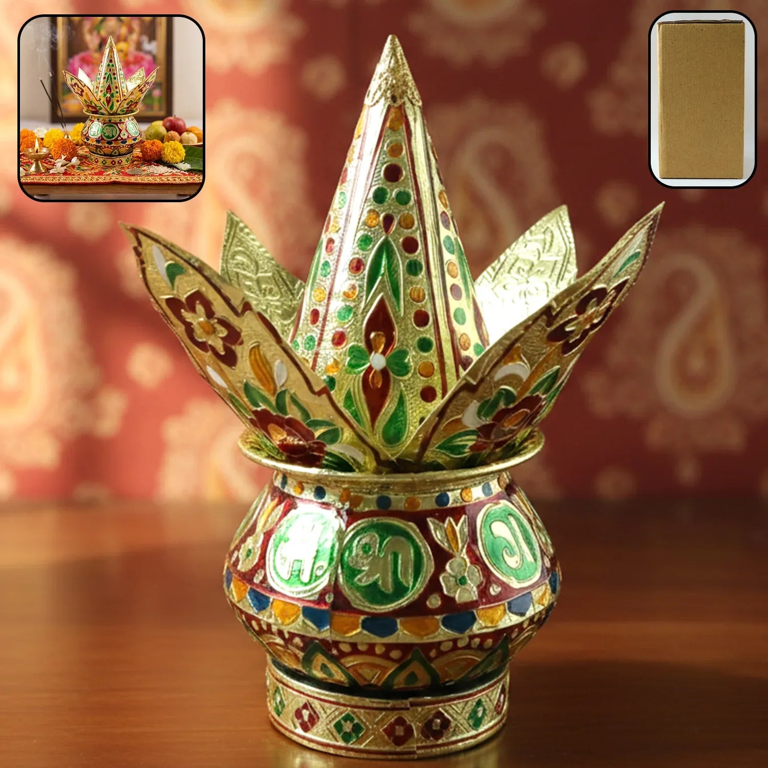 Traditional Decorative Pooja Kalash (1 Set) - Zidbik
