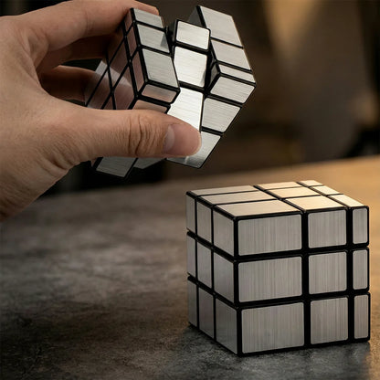 Mirror Cube 3x3 Puzzle Cube With Reflective Silver Surfaces - Zidbik