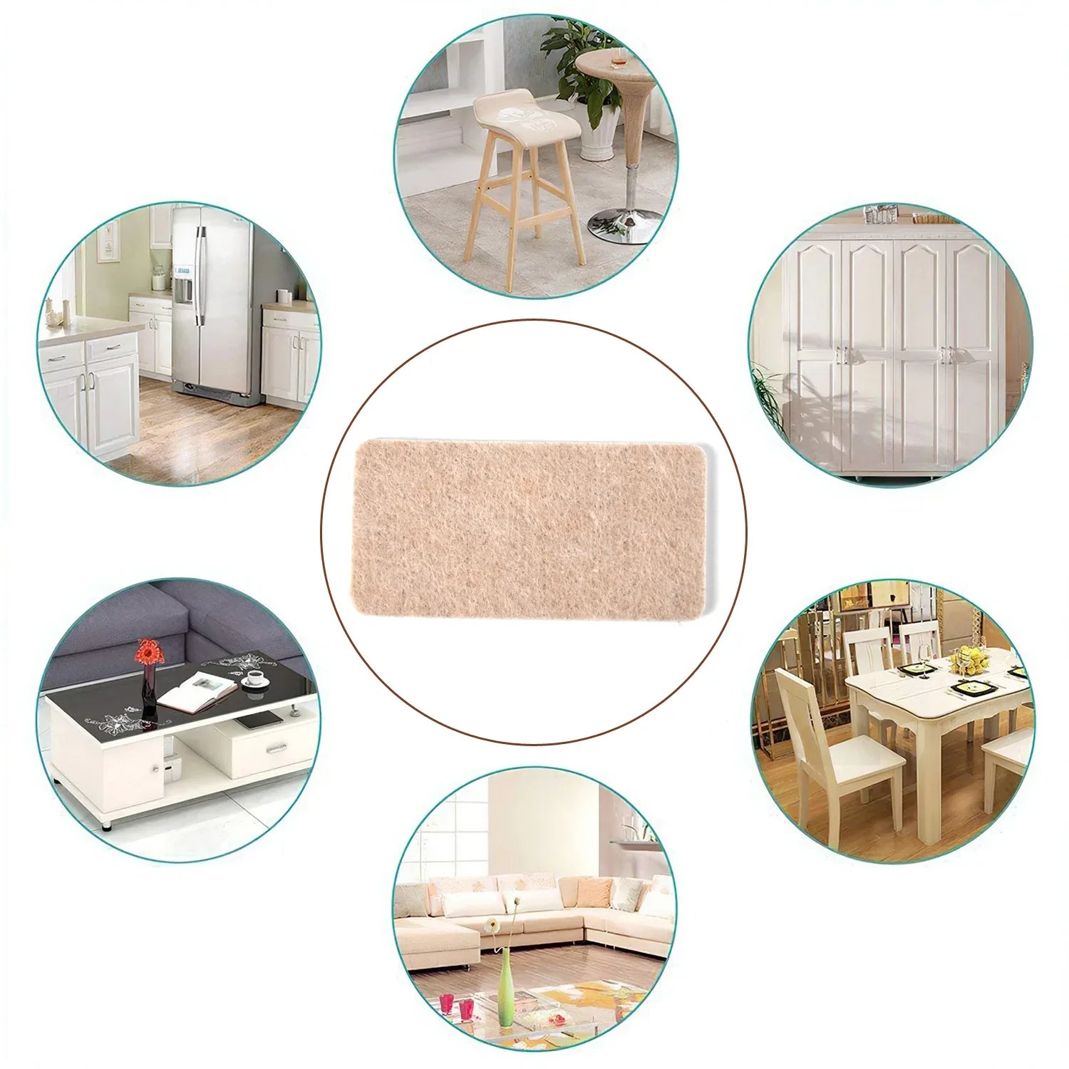 9134 Furniture Pad Square Felt Pads Floor Protector Pad For Home All Furniture Use (Pack Of 4 Pc) - Zidbik