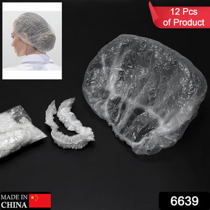 6639 Disposable Shower Caps For Women Larger Thicker Waterproof And Individually Wrapped Plastic Elastic Hair Bath Caps For Hotel And Spa Hair Salon Home Use Portable Travel (Pack Of 12) - Zidbik