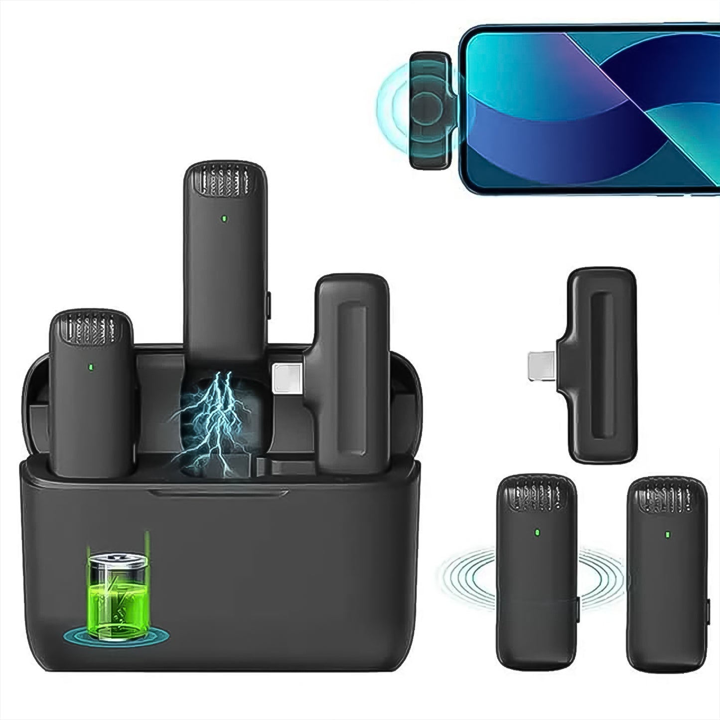Wireless Microphones Collar Mic For All Smart Phone  Type-c  (1 Set) - Zidbik