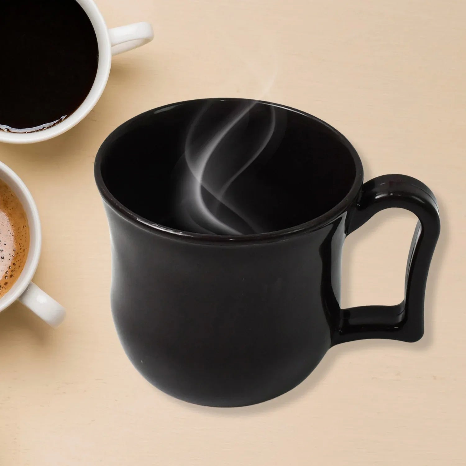 Premium Plastic Coffee Tea Cups Mug With Handle (1 Pc With Color Box Black) - Zidbik