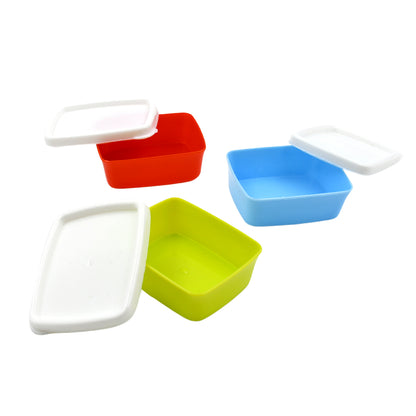 5556 Plastic Airtight Containers Set Small Plastic Container Set Rectangular Plastic Food Pickle Fridge Containers Multicolor Kitchen Storage Container (3 Pcs Set) - Zidbik