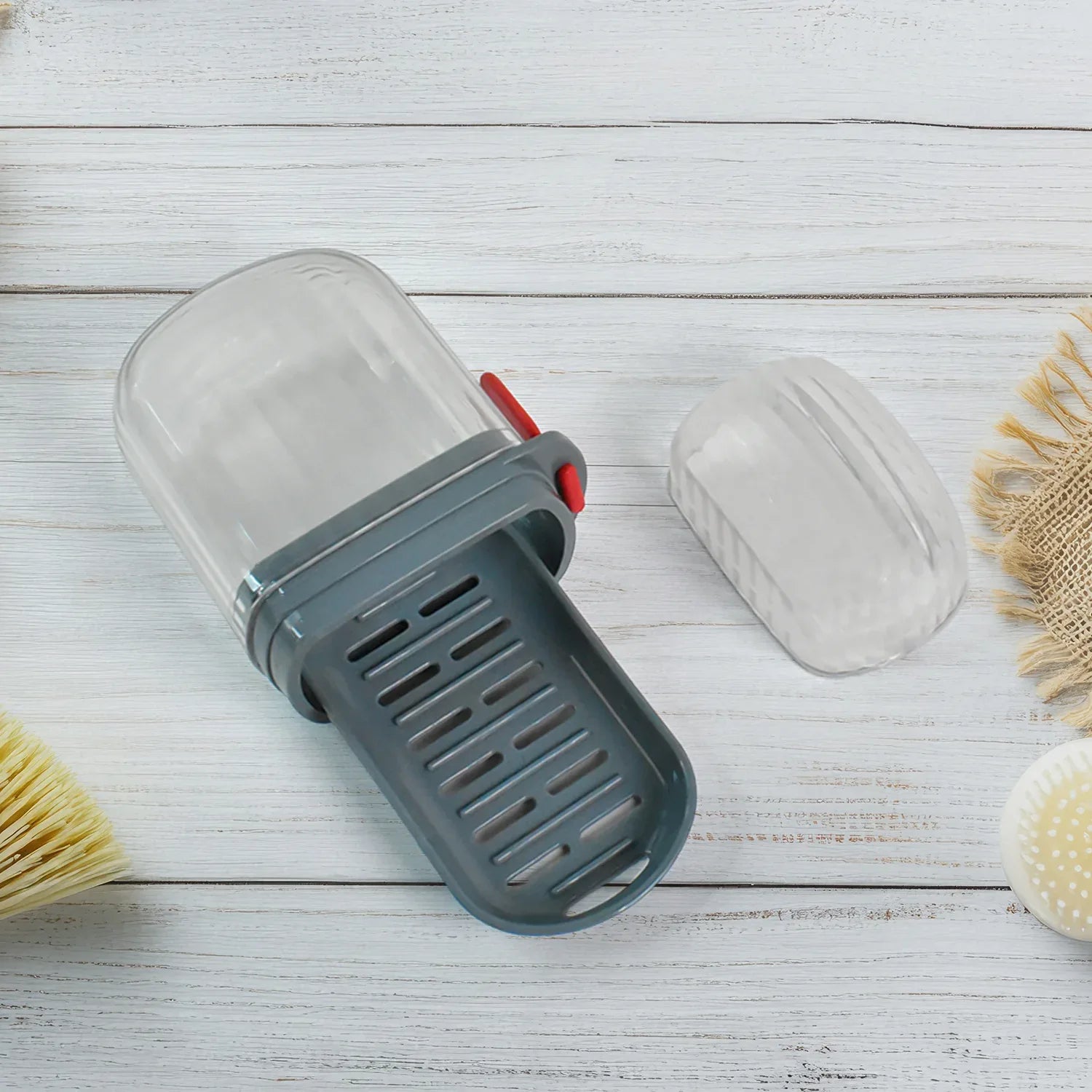 Multipurpose Soap Box Holder With Transparent Dust-proof Lid Sabudani (1 Pc) - Zidbik