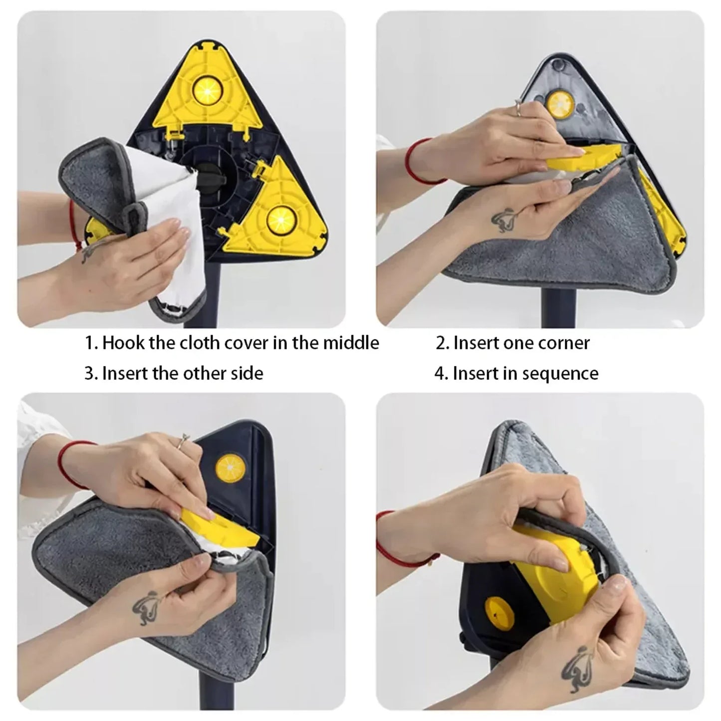7725 Rotatable Adjustable Triangle Cleaning Mop Triangle Mop With Stainless Steel Long Handle Push-pull Squeezing Cleaning Mop Dry Wet Mop For Floor Windows (1 Pc) - Zidbik