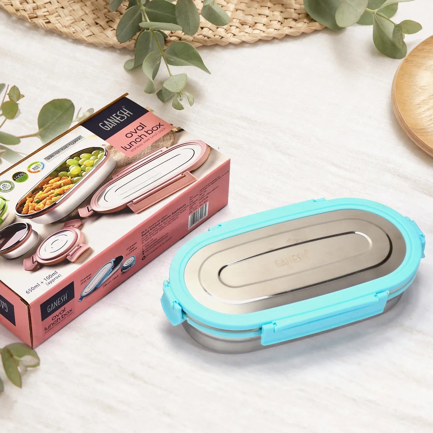 8141 Ganesh Stainless Steel Lunch Box Small Container ( Set Of 2 Pcs ) - Zidbik