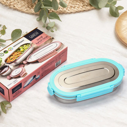 8141 Ganesh Stainless Steel Lunch Box Small Container ( Set Of 2 Pcs ) - Zidbik