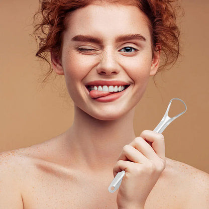 Stainless Steel Tongue Scraper Tongue Cleaners (1pc With Metal Case) - Zidbik