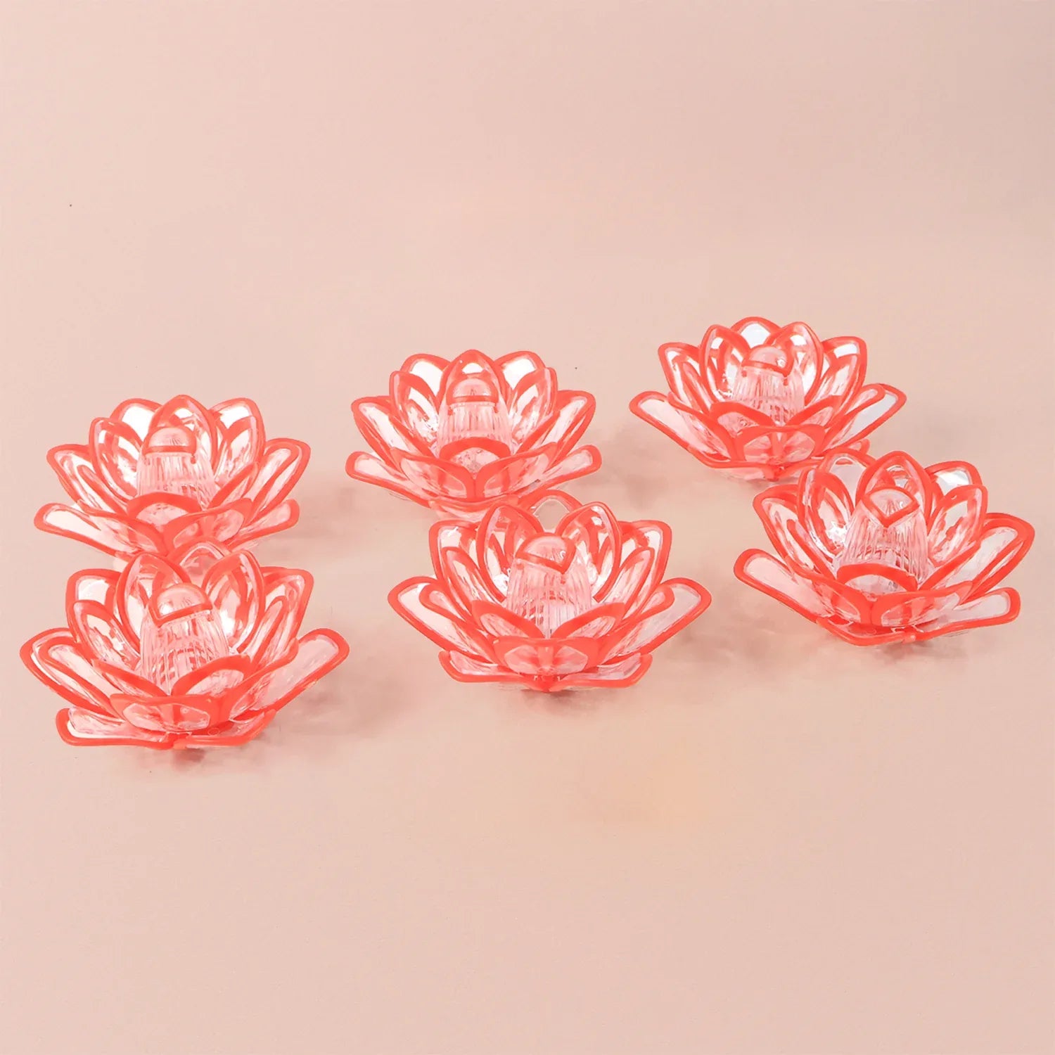 Set Of 6 Lotus Shaped Led Flameless Decorative Candles - Zidbik
