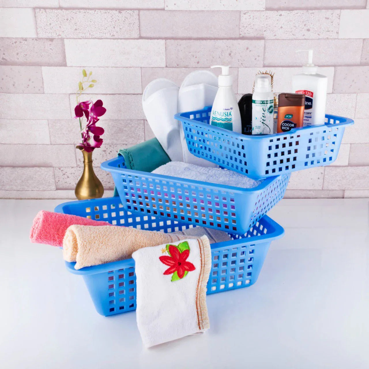 2484 Plastic Multiple Size Cane Fruit Baskets (3 Size Large Medium Small) - Zidbik