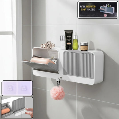 Wall Mounted 4-compartment Bathroom Storage Soap Holder - Zidbik
