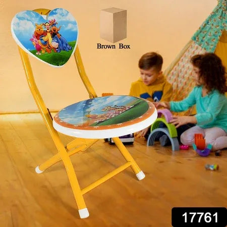17761 Heart Shape Kids Chair Cartoon Printed Foldable Kids Children Folding Chair For Playrooms Schools Daycares And Home. Metal And Fibre Body Picnic Beach Camping Chair (1 Pc) - Zidbik
