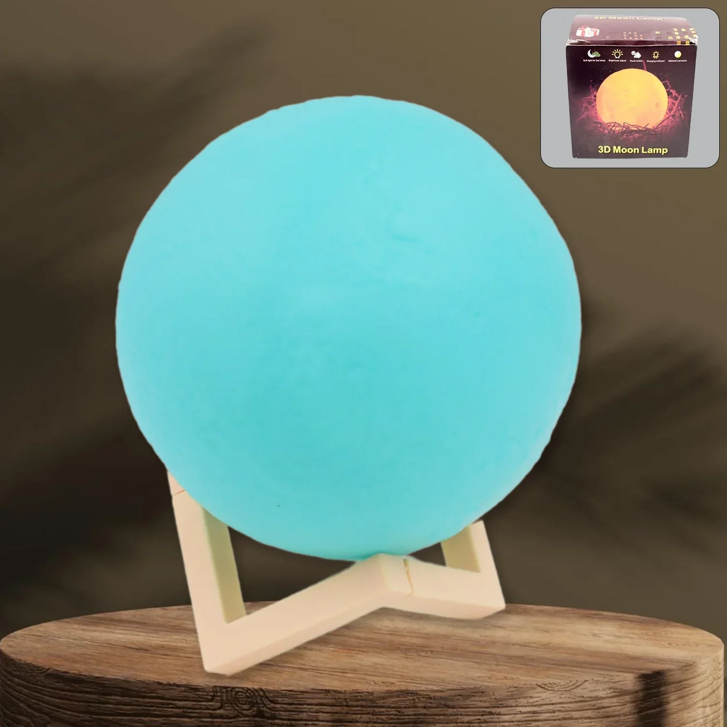 Moon Night Lamp Blue Color With Plastic Stand (15 X12 Cm 1 Pc) - Zidbik