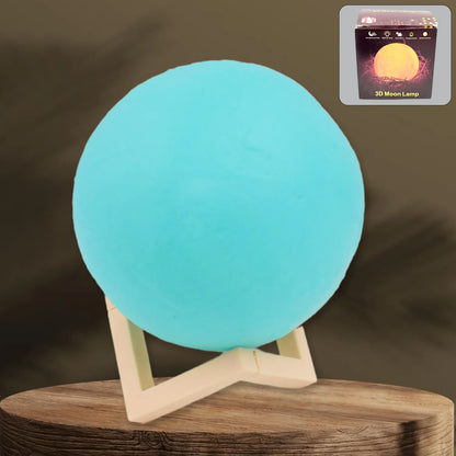 Moon Night Lamp Blue Color With Plastic Stand (15 X12 Cm 1 Pc) - Zidbik