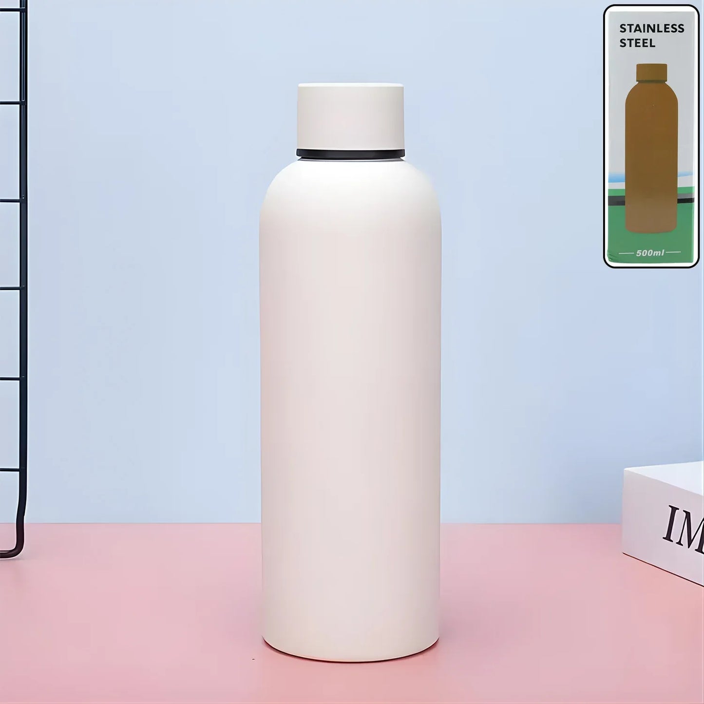 Stainless Steel Double Wall Vacuum-insulated Drink Water (White 500 Ml Approx) - Zidbik