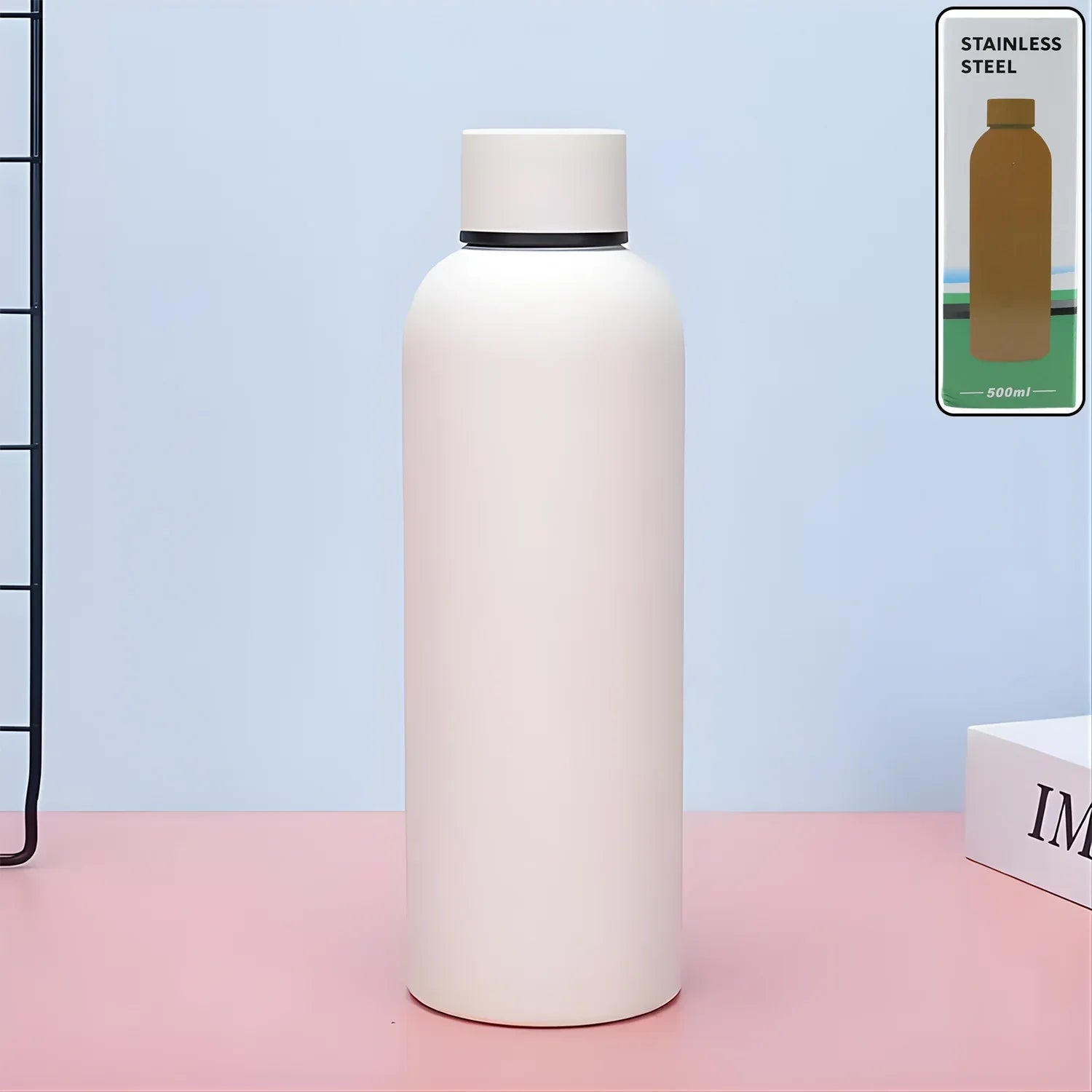 Stainless Steel Double Wall Vacuum-insulated Drink Water (White 500 Ml Approx) - Zidbik
