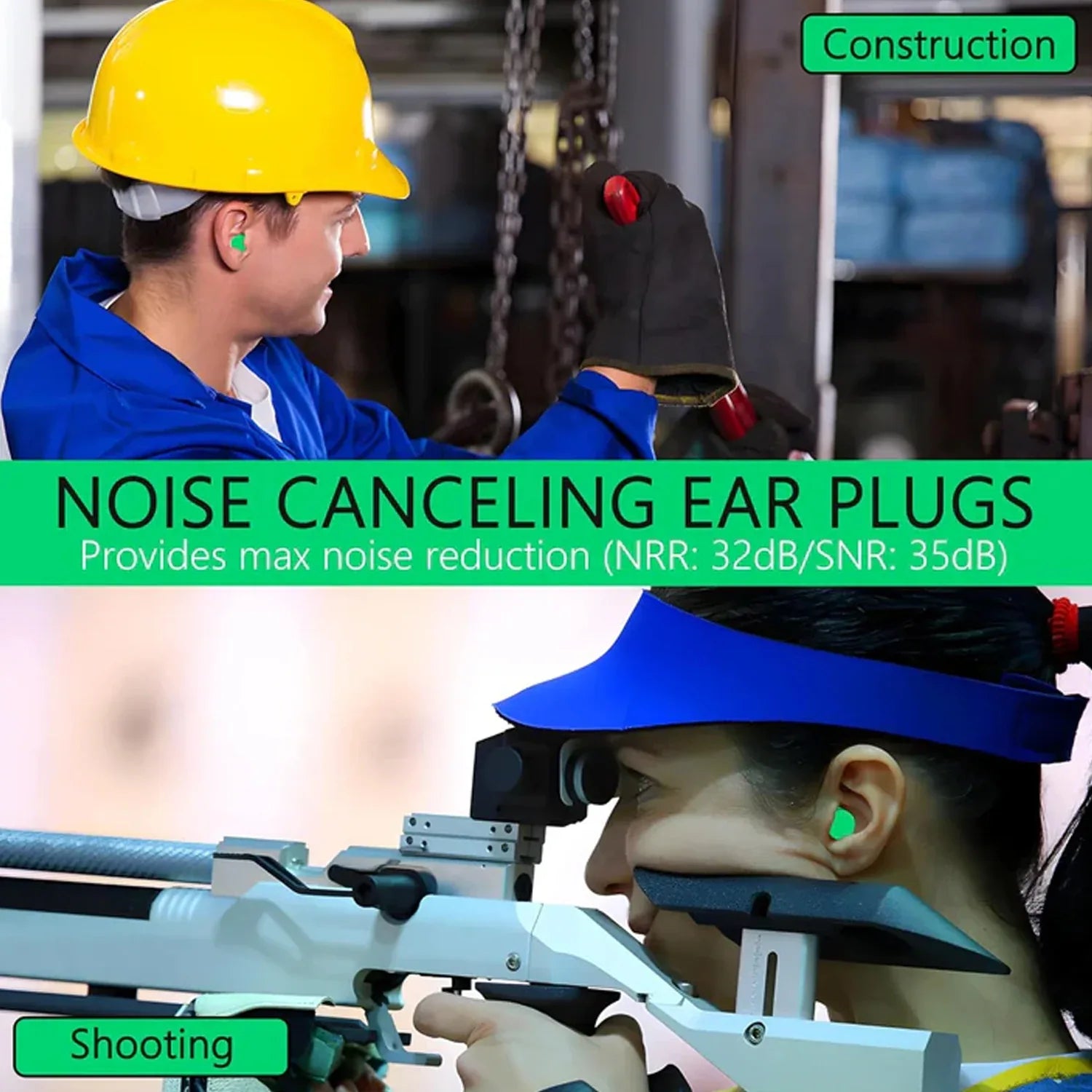 Reusable Noise Reduction Foam Ear Plugs (2 Pair Set) - Zidbik
