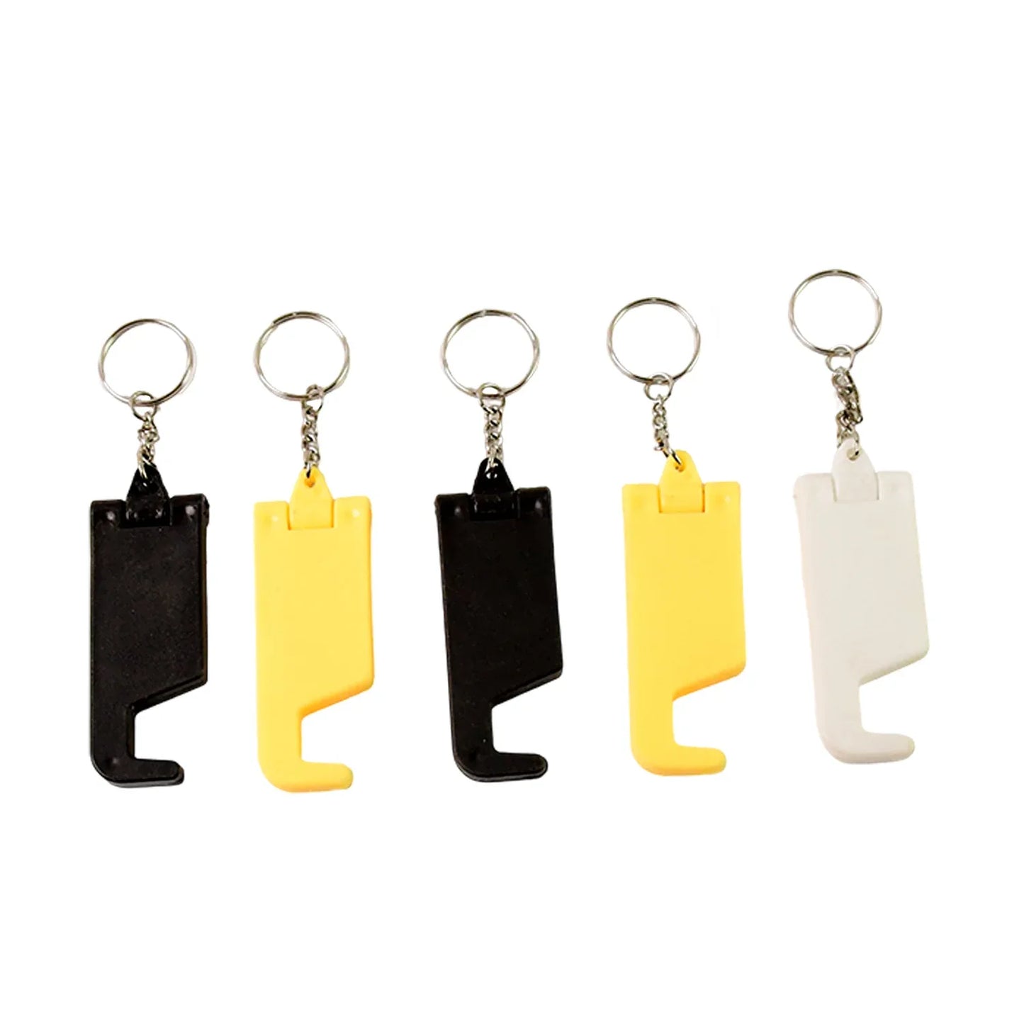 2 In 1 Plastic Keychain With Mobile Stand Phone Holder (5 Pcs Set Multicolor) - Zidbik