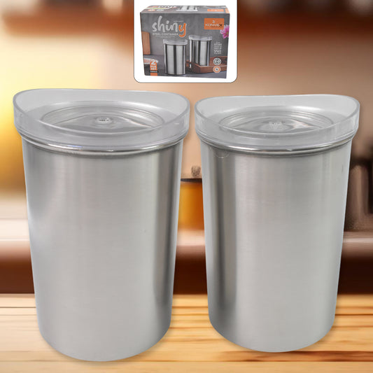 Multipurpose Stainless Steel Airtight Containers With See Through Lid (2 Pc Set  1000 Ml) - Zidbik