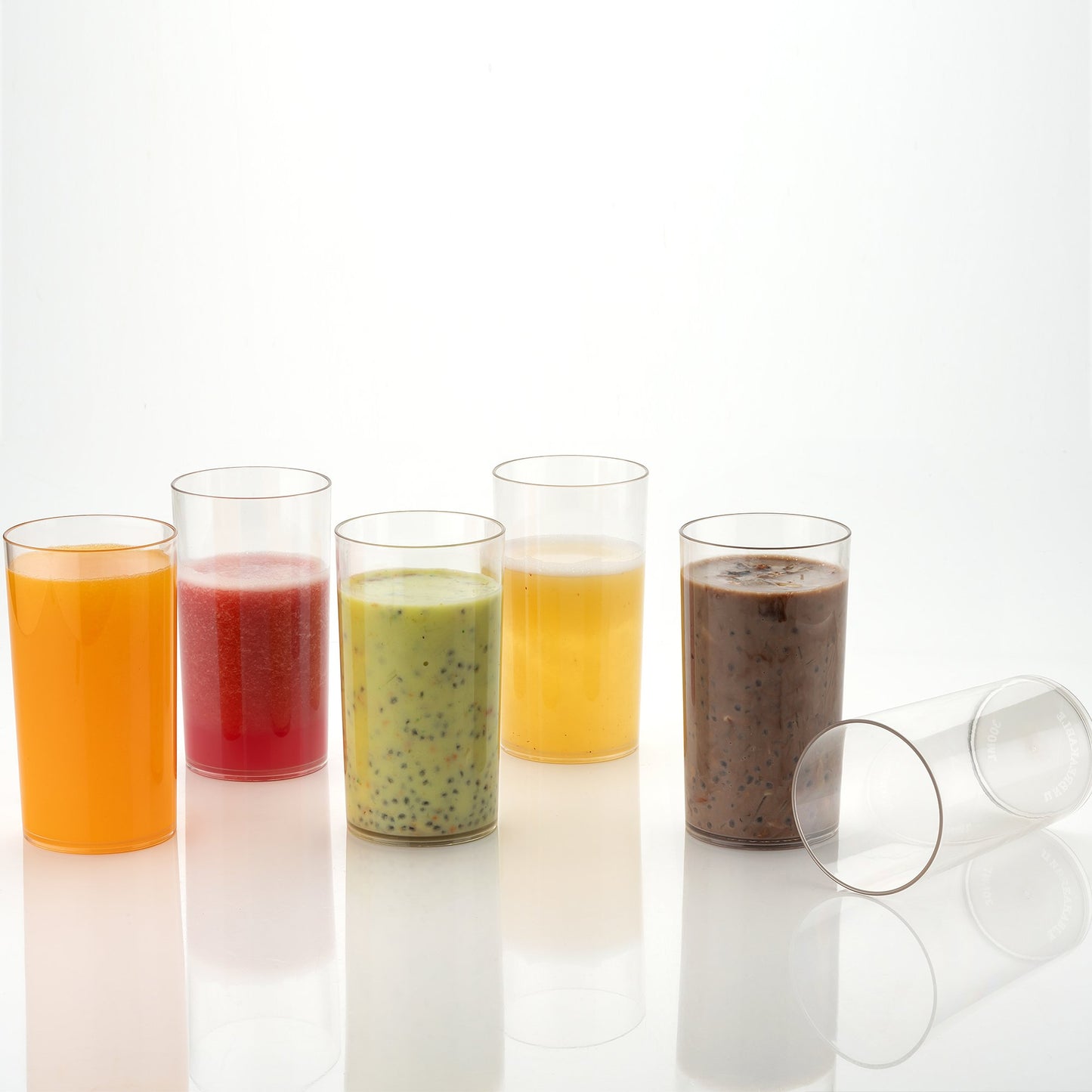 2343 Heavy Unbreakable Stylish Plastic Clear Look Fully Transparent Glasses Set 330ml (6pcs) - Zidbik