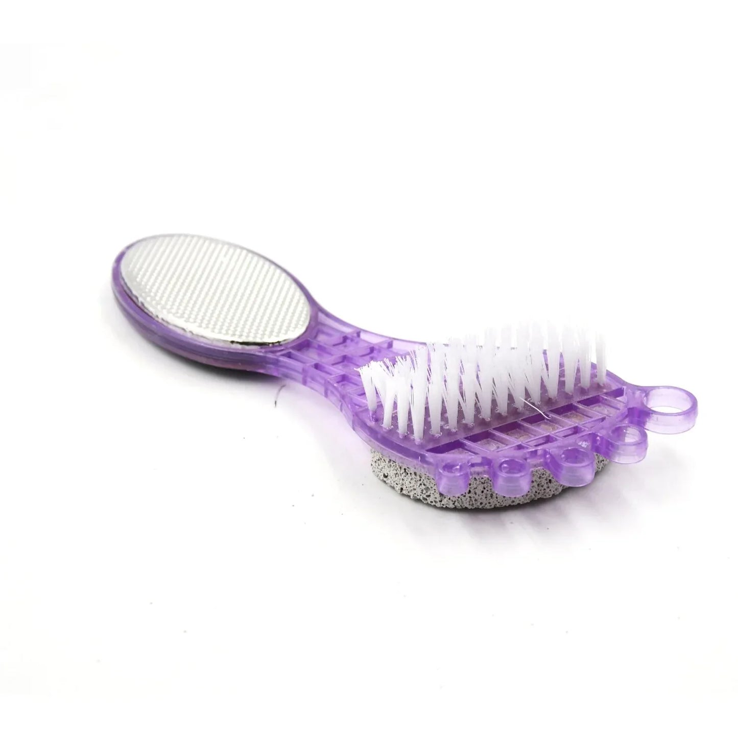 6993 4 In 1 Pedicure Tool For Rough Dry Feet Dual-sided With Pumice Stone Soft Brush Steel Scrubber Emery File Softens Hard Foot Corns Calluses Cleanses Smoothens Dull Feet - Zidbik