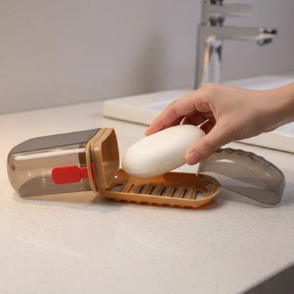 Premium Plastic Soap Box With Drain Tray Protective Cover - Zidbik