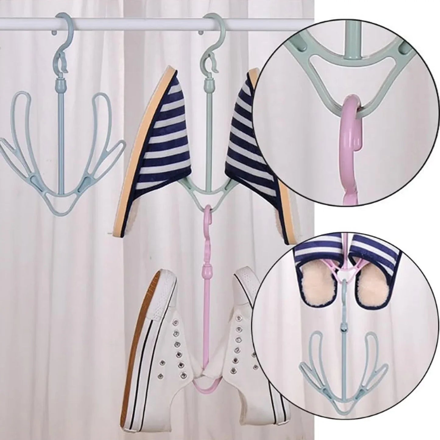9136 Shoes Drying Hanger Rotatable Shoe Hanging Racks For Balcony Closet (1pc) - Zidbik