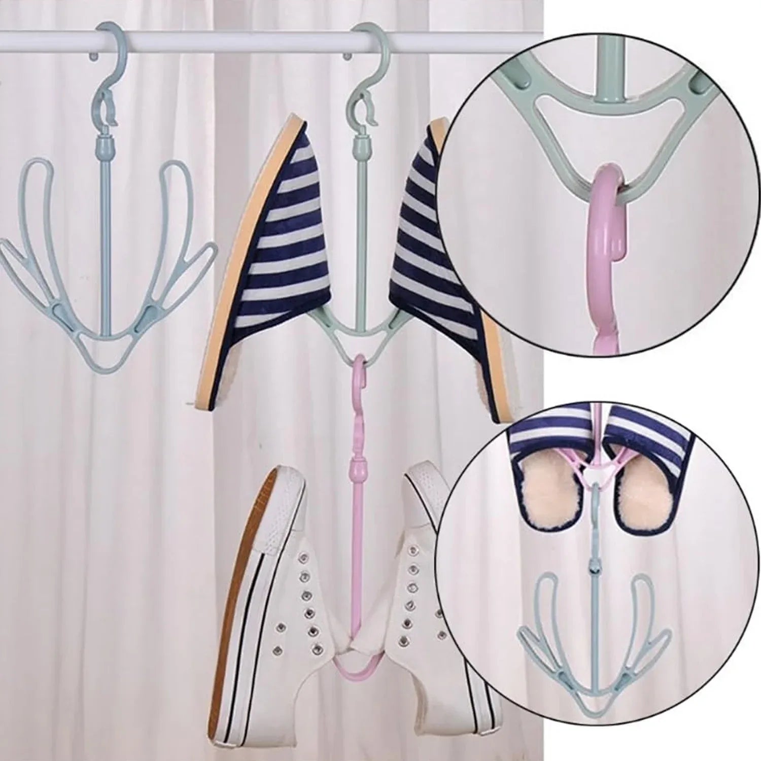 9136 Shoes Drying Hanger Rotatable Shoe Hanging Racks For Balcony Closet (1pc) - Zidbik