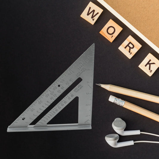 1559 Double Side Scale Triangle Measurement Hand Tool 45 Degree Triangle Ruler Home For Industry Aluminum Alloy Rafter Square 7-inch Length - Zidbik