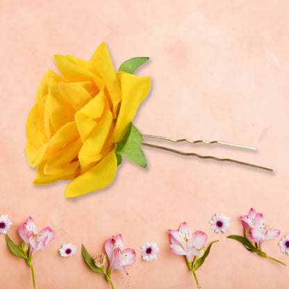 Colourful Flowing Flower Hair Pin (4 Pcs Set Mix Color) - Zidbik