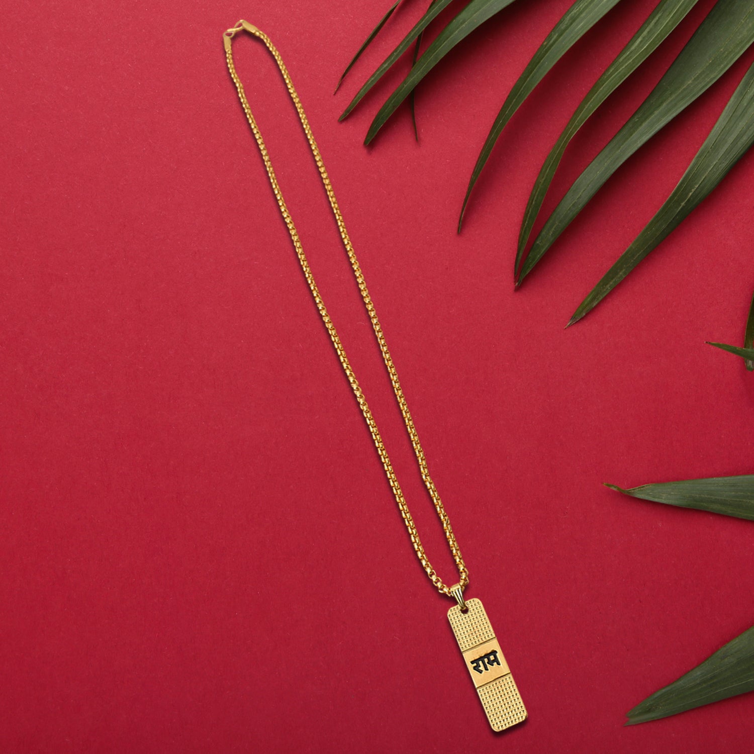 Golden Ram Naam Locket With Chain (1 Pc) - Zidbik