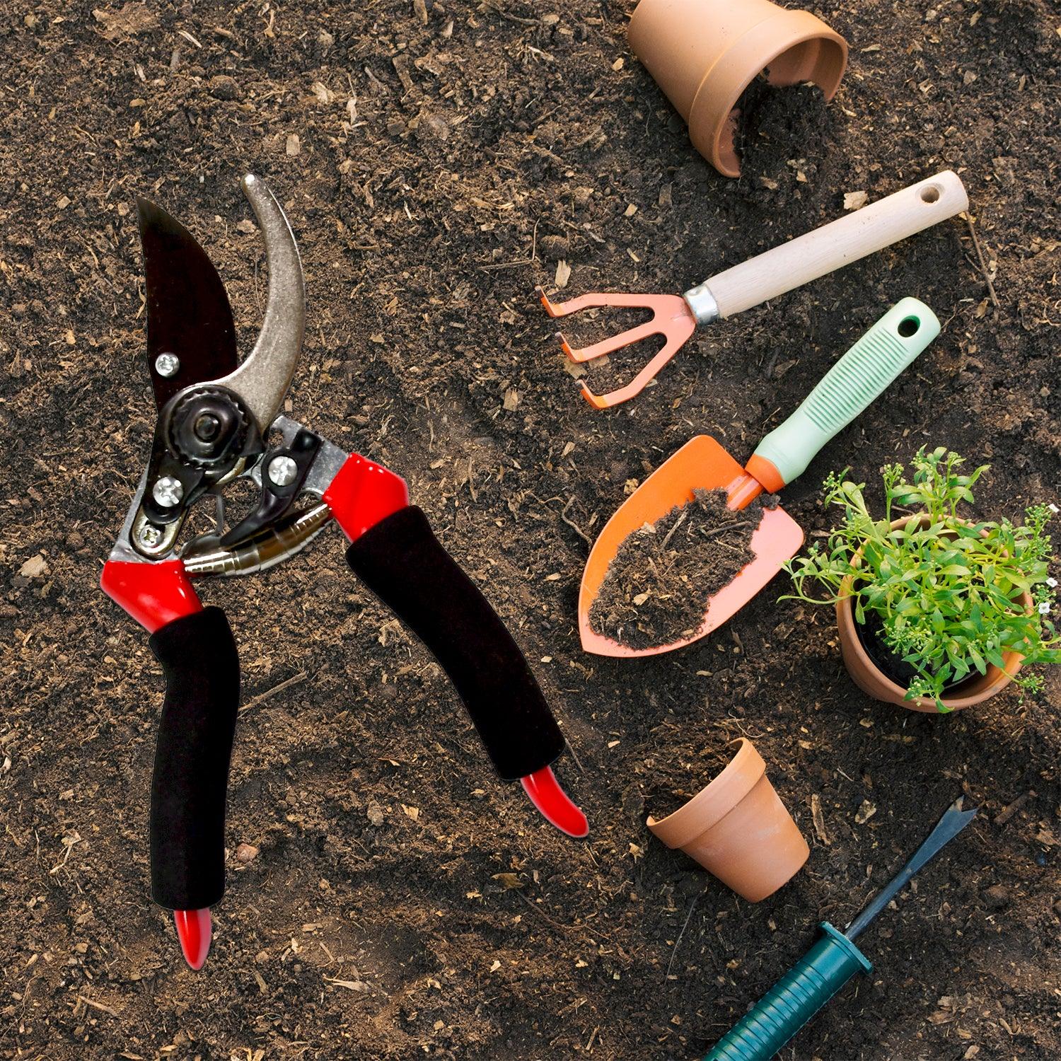 9082 21cm Red Garden Shears Sharp Cutter Pruners Scissor Pruner. - Zidbik