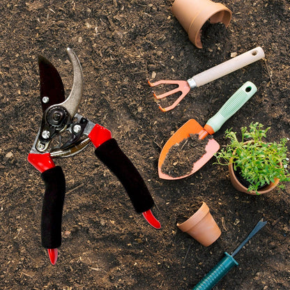 9082 21cm Red Garden Shears Sharp Cutter Pruners Scissor Pruner. - Zidbik