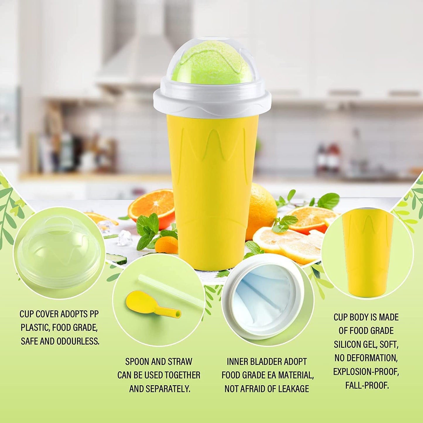 Smoothies Maker Cup Magic Quick Frozen Smoothies Cup Cooling Cup Double Layer Squeeze Cup Slushy Maker (1 Pc) - Zidbik