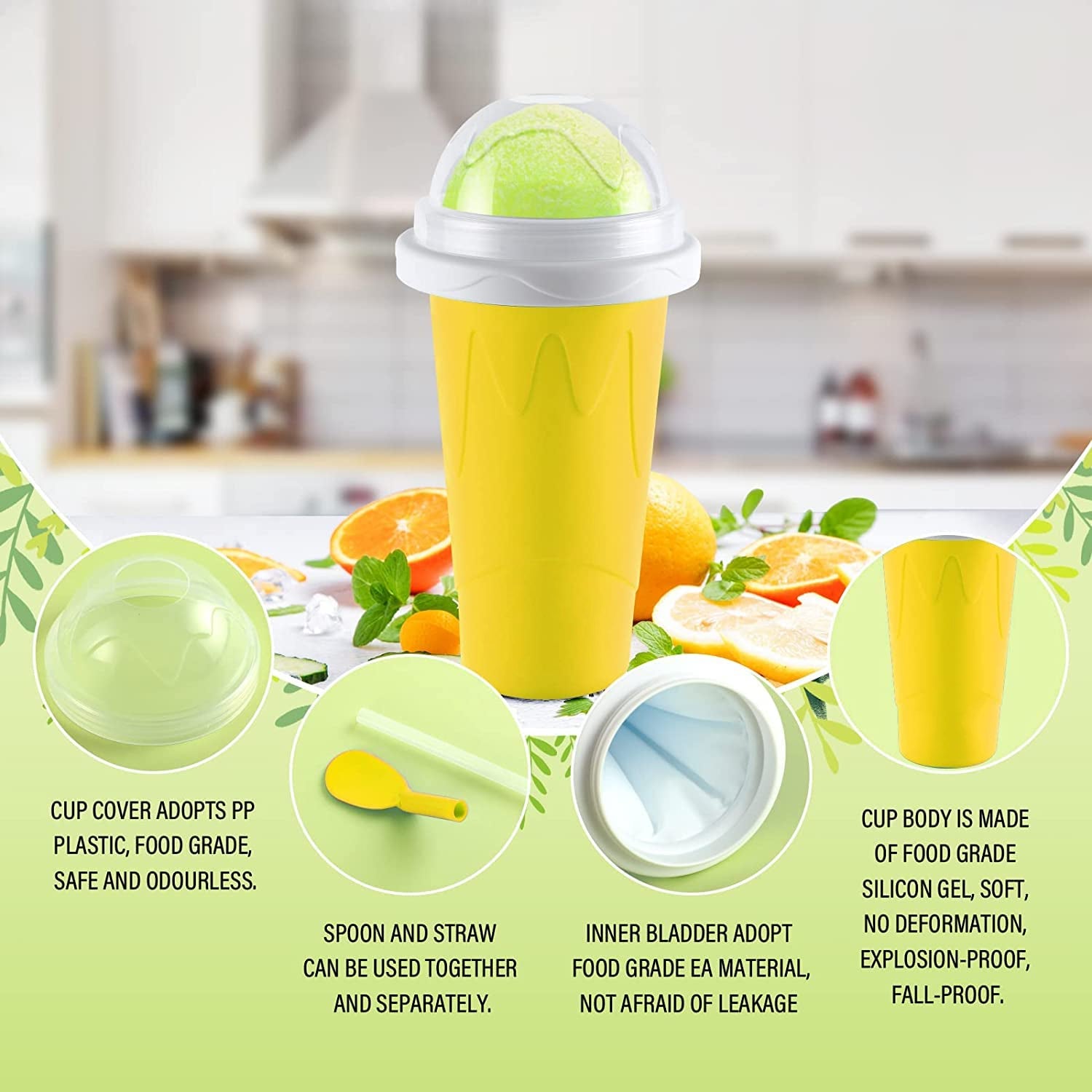 Smoothies Maker Cup Magic Quick Frozen Smoothies Cup Cooling Cup Double Layer Squeeze Cup Slushy Maker (1 Pc) - Zidbik