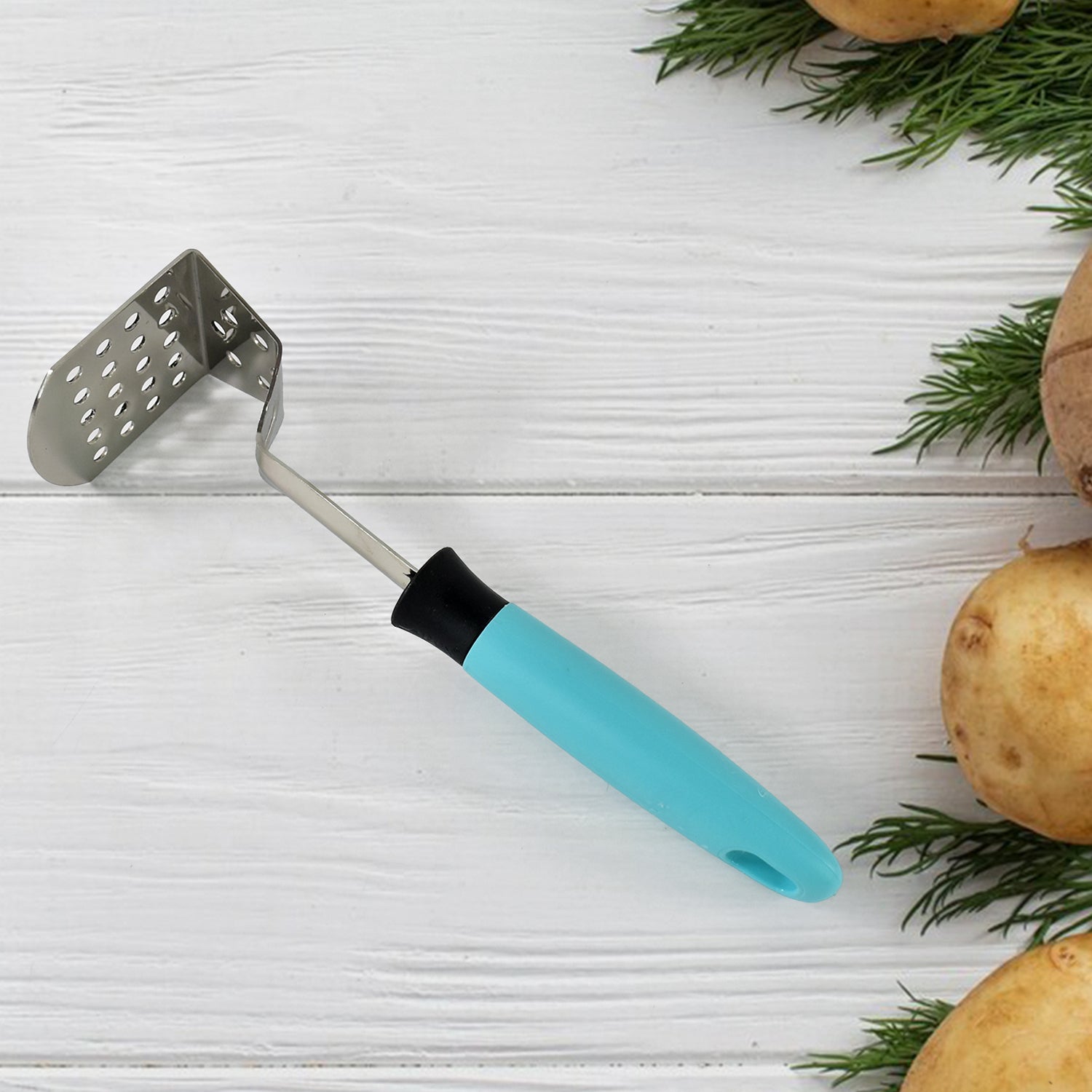 Apex L-handle Stainless Steel Potato Masher Ergonomic Grip (1 Pc) - Zidbik