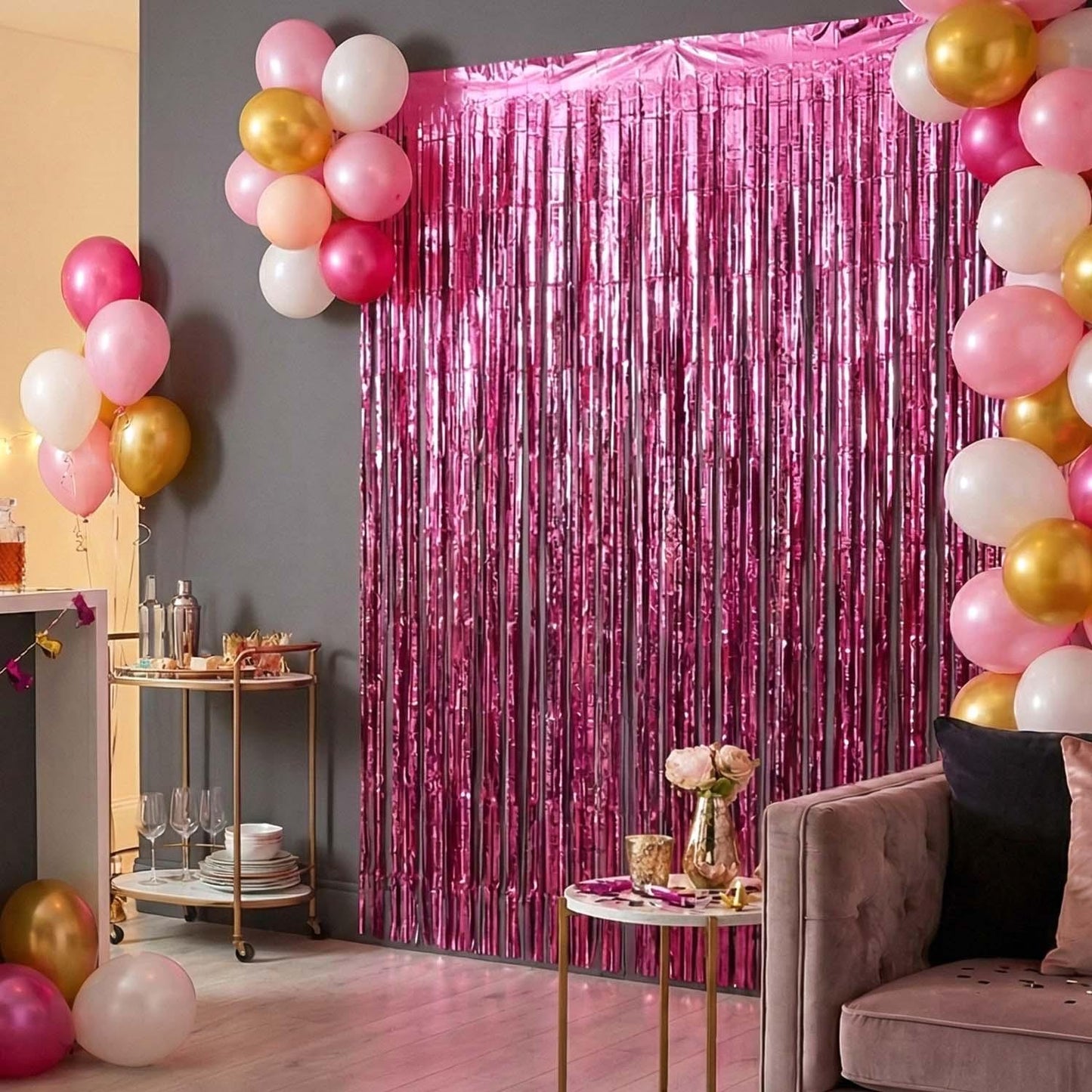 Decorative Foil Fringe Curtain For Birthday Party Decoration - Zidbik