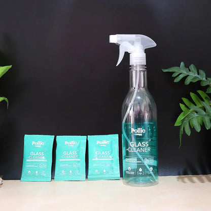 Pollic Kadam Concentrated Glass Mirror Cleaner Refill Kit With Reusable Spray Bottle - Zidbik