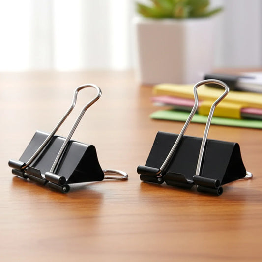 Black Metal Binder Clips (19 Mm 12 Pieces Set) - Zidbik
