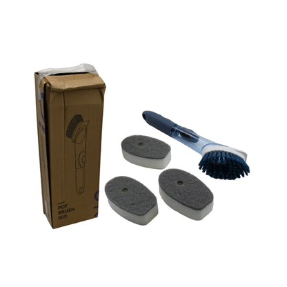 1271c Mix Color Dish Scrubber With Soap Dispenser Soap Dispensing Dish Brush Set Dishwashing Brushes Kitchen Scrub Dish Wand For Dishes Sink Pot Pan Cleaning And Washing1 Handle3refill Replacement Head - Zidbik