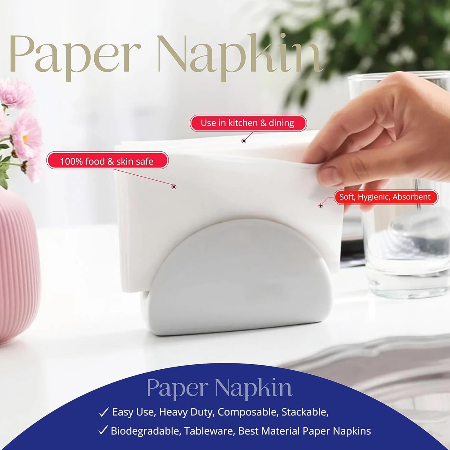Soft  Absorbent Disposable Tissue Napkins   Paper (75 Pc) - Zidbik