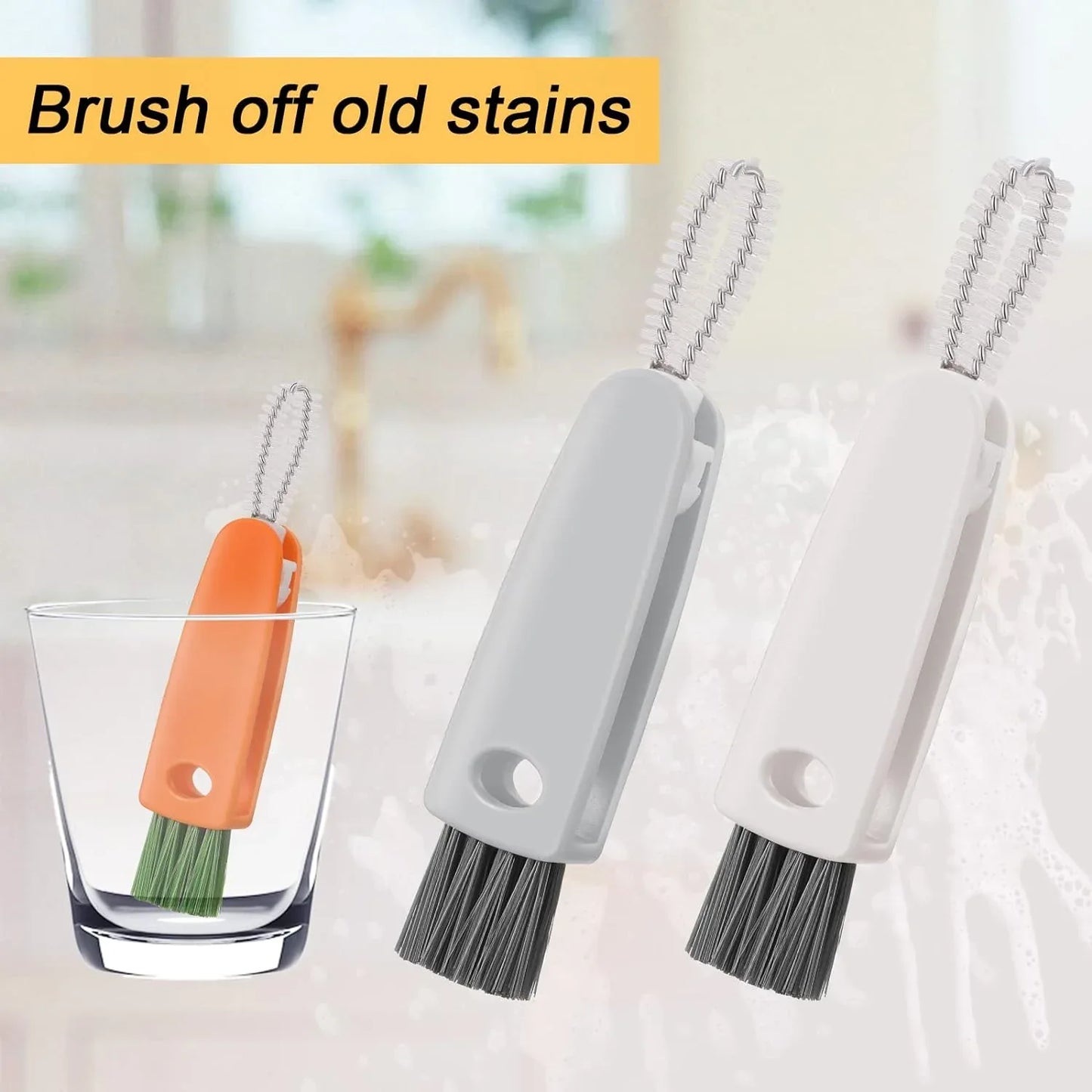 6483 3 In 1 Multifunctional Cleaning Brush Mini Glass Cover Cleaning Brush Bottle Cleaning Brush Set Cup Cleaner Brush Bottle Cap Detail Brush For Bottle Cup Cover Lid Home Kitchen Washing Tool (1 Pc) - Zidbik