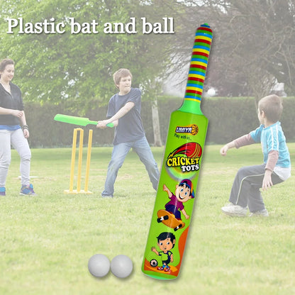 8002 Combo Of Light Weight Plastic Bat Ball Hockey For Kids Boys Indoor Outdoor Play - Zidbik