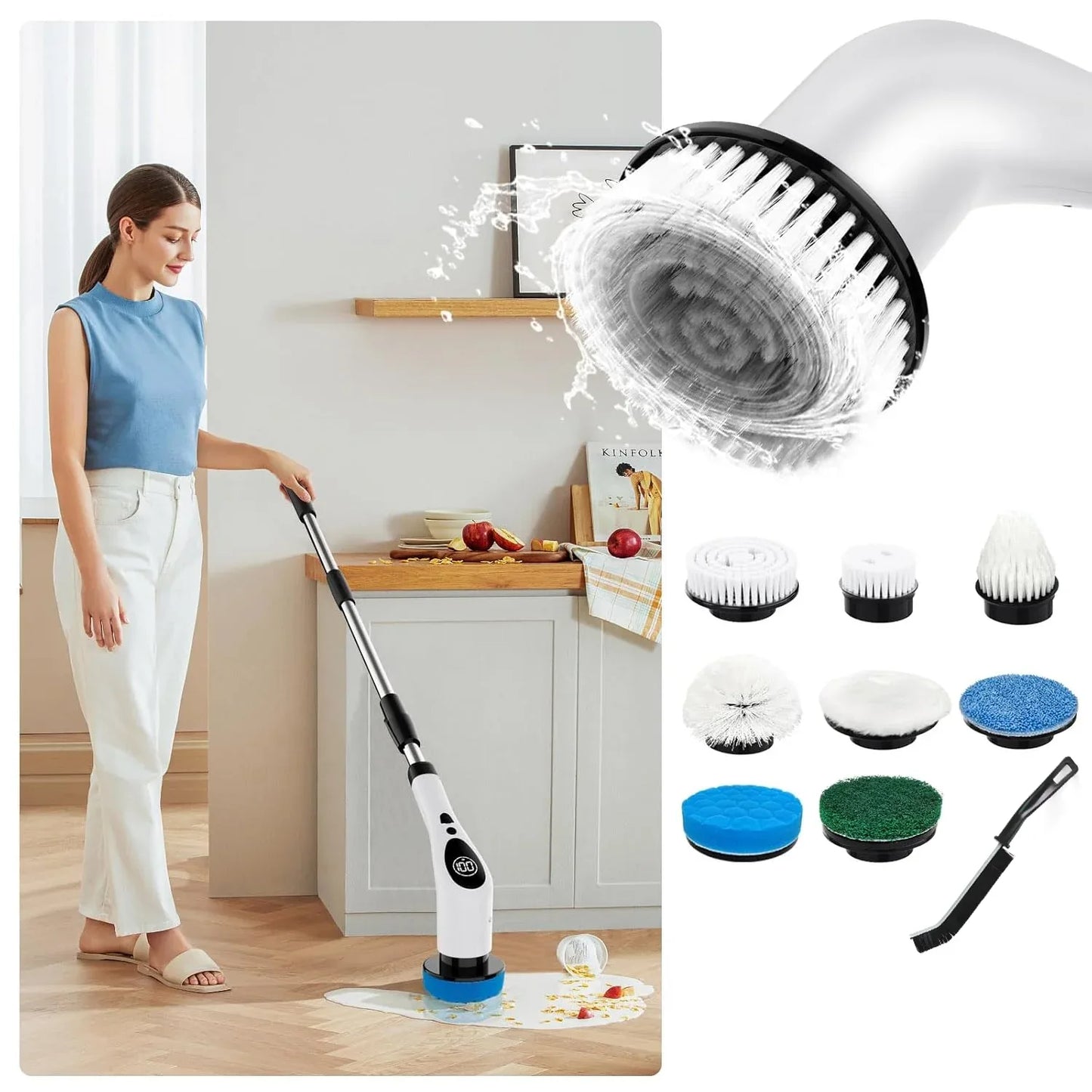 9-in-1 Electric Spin Scrubber - (1 Set) - Zidbik