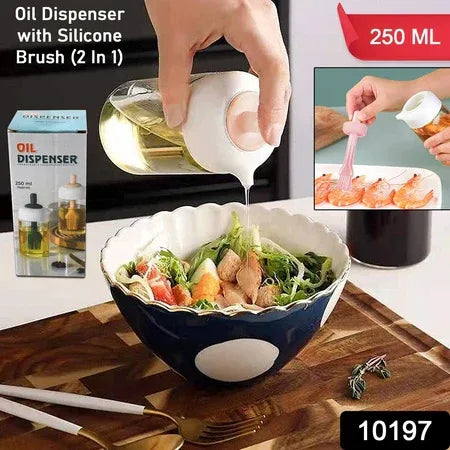 Oil Dispenser With Silicone Oil Brush (1 Pc With Brush 250 Ml Approx) - Zidbik