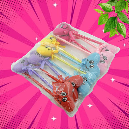 4292 Cute Cartoon Shape Heart Design Facy Writting Pen Attached Rattle Ball Pen Smooth Writing For Wedding Events Multiuse Pen Best Pen L Use For Kids (12 Pcs Set Mix Design Color) - Zidbik