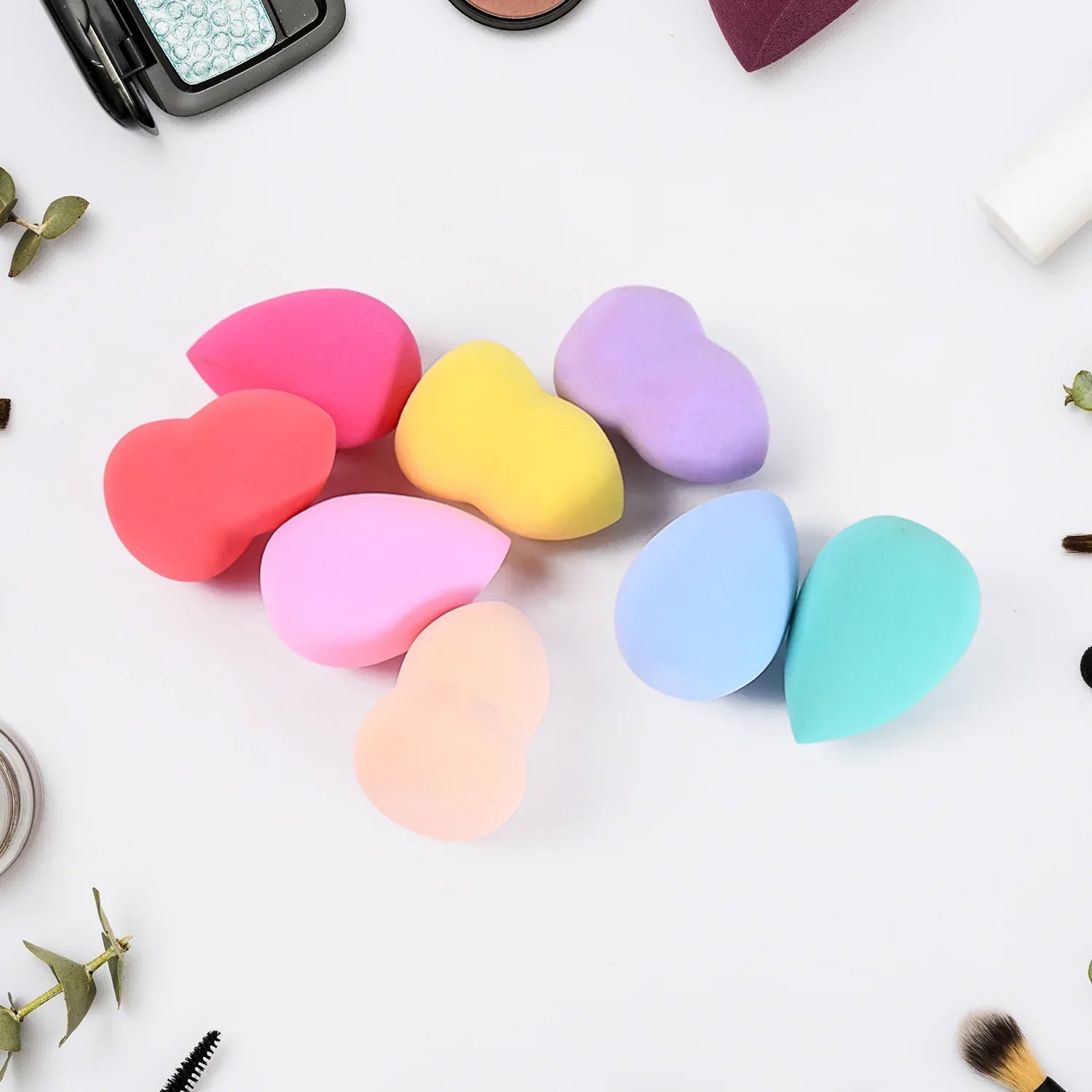 Makeup Beauty Powder Puff (8 Pcs Set With Case Mix Color) - Zidbik