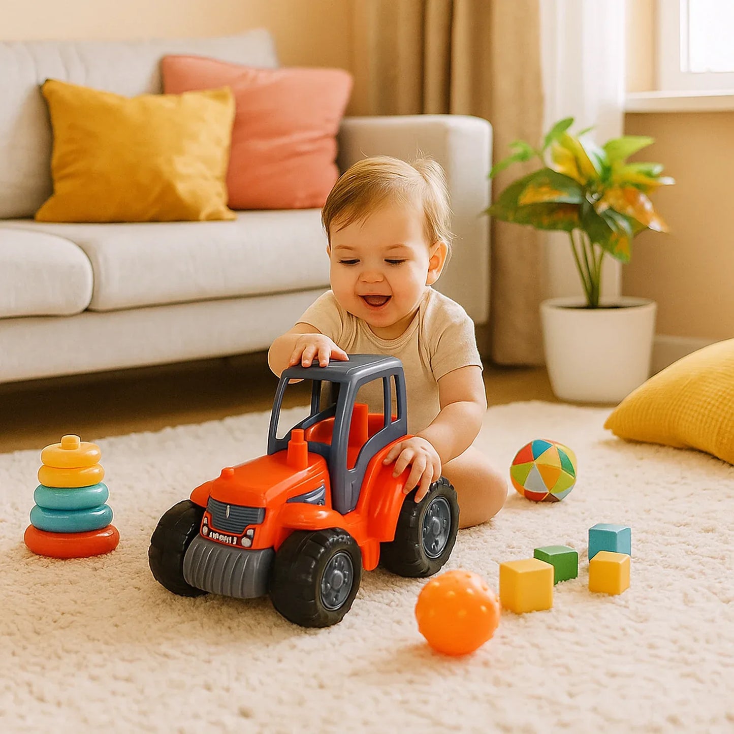 Funwoods Kids Friction Powered Tractor Toy - (1 Pc) - Zidbik