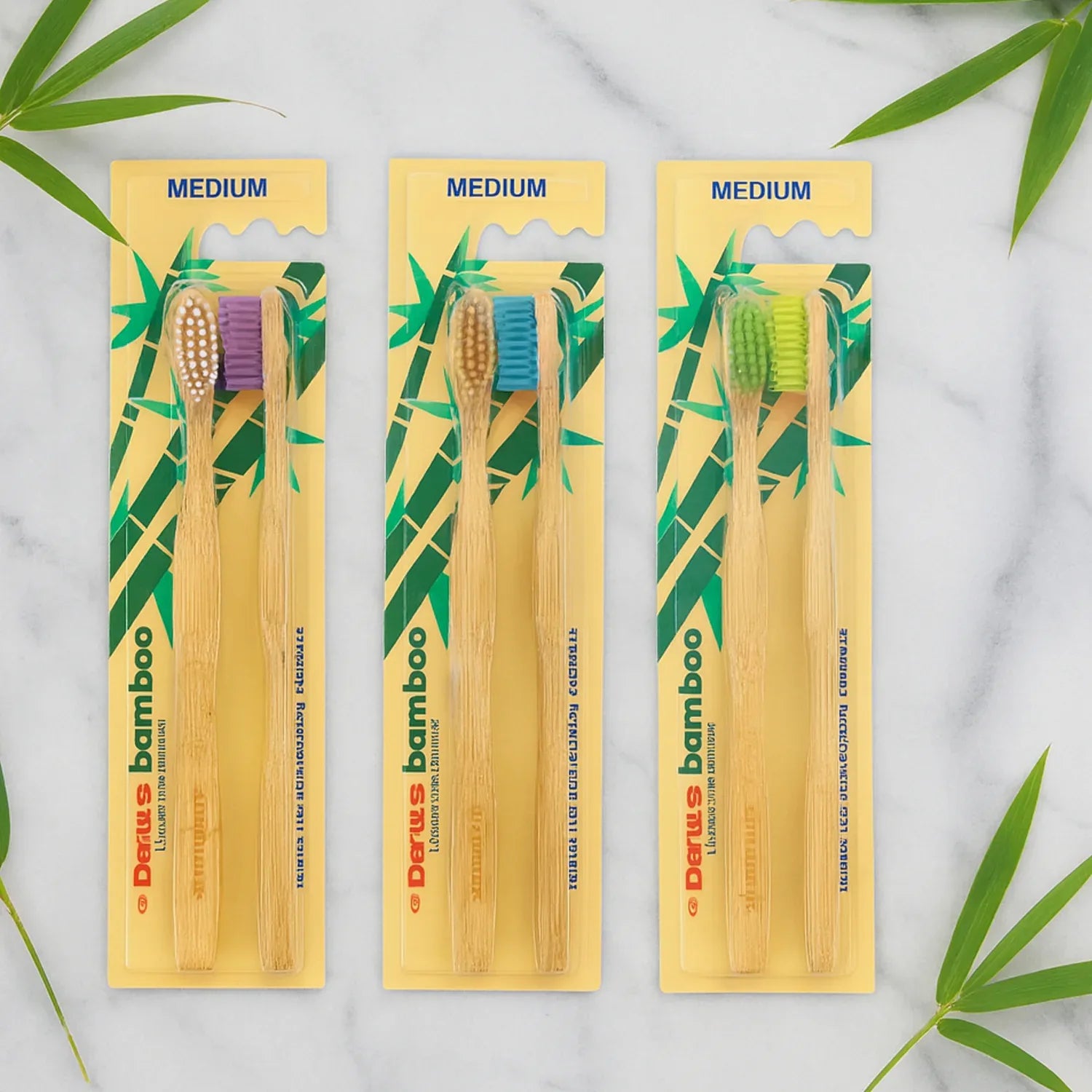 Eco-friendly Bamboo Toothbrush Twin Pack (12 Packets 24 Pieces) - Zidbik