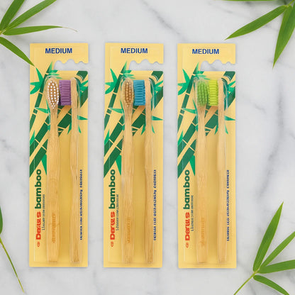 Eco-friendly Bamboo Toothbrush Twin Pack (12 Packets 24 Pieces) - Zidbik